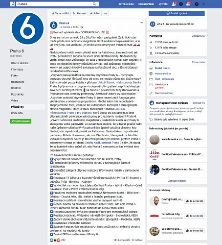 Facebook P6 - dopravní nouze