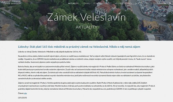 Zámek Veleslavín - odkaz na web spolku